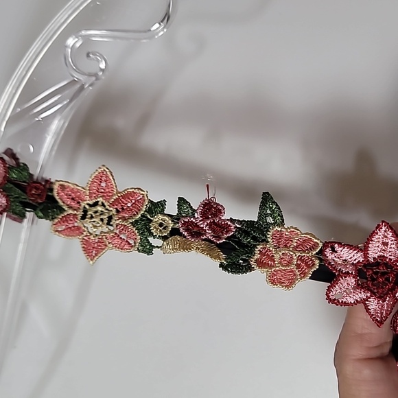 Dress ~ Black Satin Maxi Dress with Floral Detail Cup/Bust Sweetheart neck-line - Picture 14 of 15